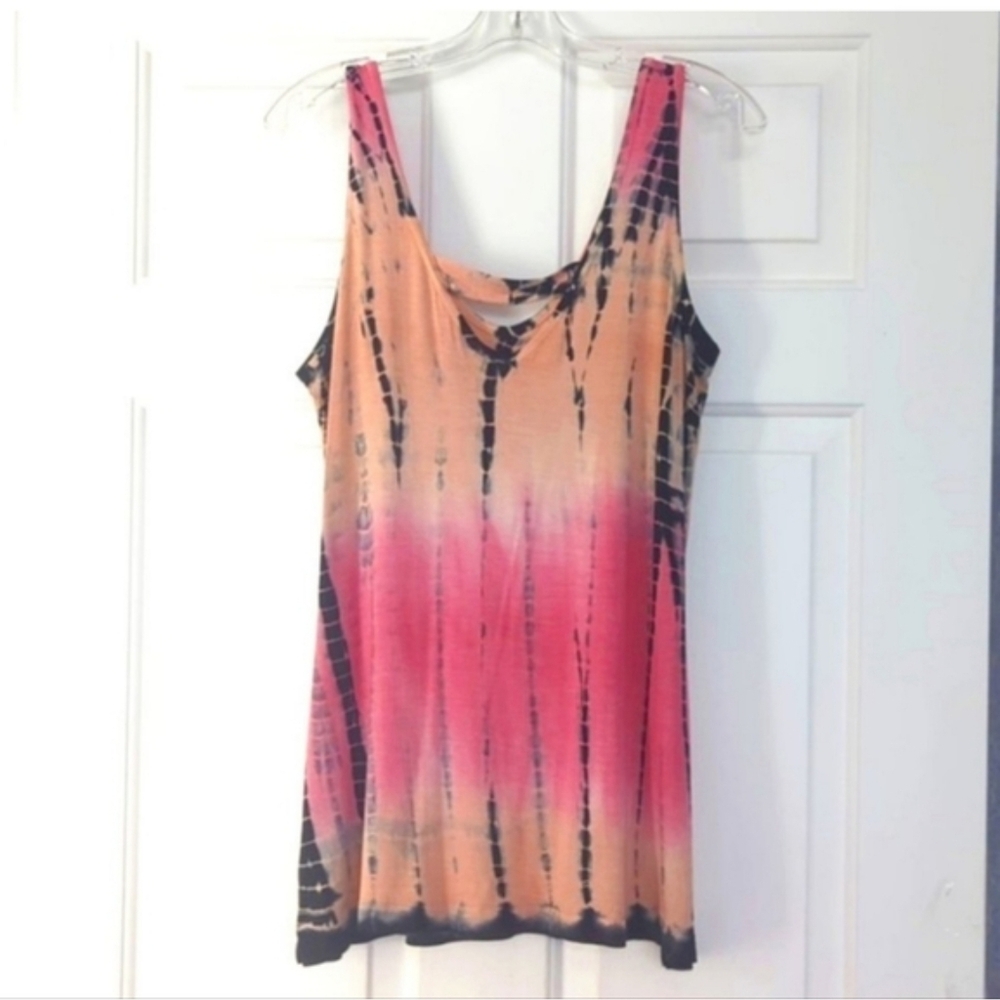 Raya SUN Pink Coral Tie-Dye TUNIC TOP Festival Beach Dress